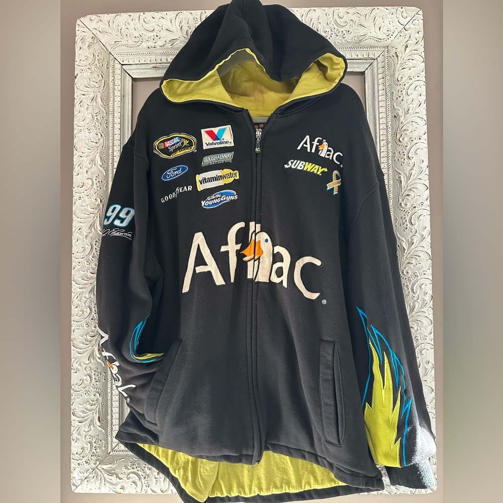 Chase Authentics Black Heavyweight NASCAR Racing Jacket Hoodie. Size XL ❣️